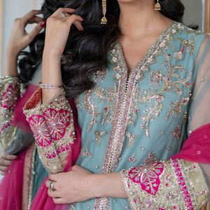 Venta al por mayor de seda pura para bodas y fiestas Top bordado de secuencia pesada Gharara Dupatta - Product Image 2