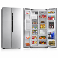Réfrigérateur côte à côte noir à contrôle électronique No Frost de 458L/520L, grande capacité, idéal pour la maison, la cuisine et l'hôtellerie