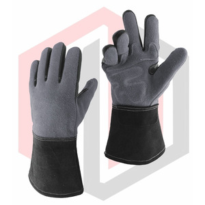 Ergonomic Industrial Anti-Chemical Leather Gloves with Reinforced Palm Extended Wrist Guard <b>7</b> oz Thickness 16INCH Length - Product Image 1