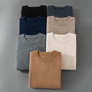 Suéter de Cachemira pura para hombre de alta calidad, sin decoración, jersey de cuello redondo, prendas de punto suaves y cómodas de lujo para Otoño e Invierno - Product Image 2