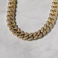 Chaîne cubaine Miami Hip Hop unisexe entièrement sertie de moissanite VVS1 taillée 19MM, plaqué or jaune massif, 16-24 pouces, prix fabricant