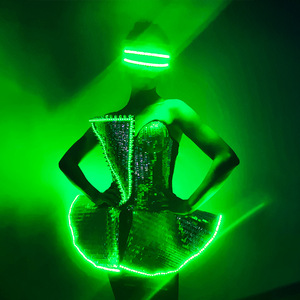 Nuevo vestido LED para mujer, trajes Rave, club nocturno, Tron, ropa de baile, fiesta, disfraz de escenario iluminado, ropa luminosa de bailarina <span class=keywords><strong>Gogo</strong></span>, actuación - Product Image 4