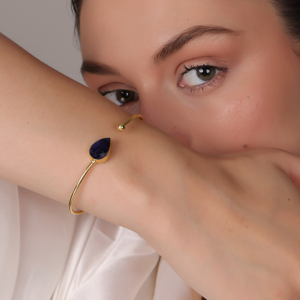 สร้อยข้อมืออัญมณีหรูหรา Dua สำหรับผู้หญิงกำไลข้อมือหยกสีฟ้าและชุบทองสำหรับงานแต่งงาน - Product Image 6