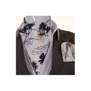 White and Colorful Hawaiian Sea Pattern Printed Scarf and Handkerchief Set - Product Image 1