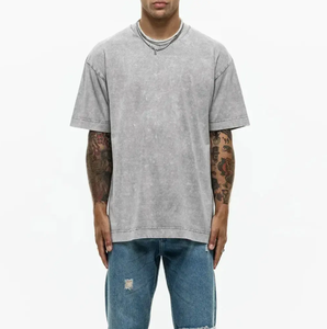 Wholesale Oem 100% Cotton Men Oversized Tshirts <b>Print</b> Tee Logo T-shirt Heavyweight Stone Acid Washed Vintage Breathable T Shirt - Product Image 3