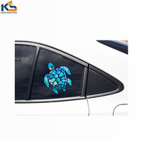 Autocollant en vinyle personnalisé tortue de mer 5x5 pouces, écologique, résistant au soleil, pour vitres de voiture et décoration intérieure, impression numérique