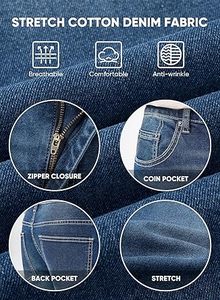 OEM กางเกงยีนส์ผู้ชายผ้าเดนิมแบบลำลองด้านหน้าแบนเรียบแฟชั่นทันสมัยกลางแจ้งแห้งเร็วเสื้อผ้าเดินบนถนนระบายอากาศได้ดี - Product Image 5