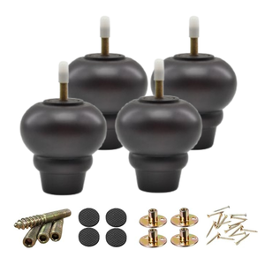 Petites pieds de meubles robustes en bois massif tourné, noirs, pour canapé, table, lit, salon, fabricant OEM sur mesure, usine - Product Image 3