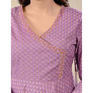 Purple Cotton Printed Angrakha <b>Top</b> <b>Indian</b> & Pakistani Clothing - Product Image 2