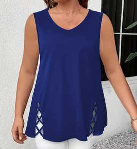 Camiseta sin mangas con cuello redondo, camiseta informal sin mangas para primavera y verano, ropa de mujer - Product Image 4