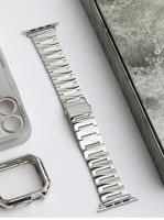 Bracelet de montre en acier inoxydable de luxe à dégagement rapide, bracelet en métal brossé à dents pour Apple Watch IWatch Series 7 6 5 4 3 SE