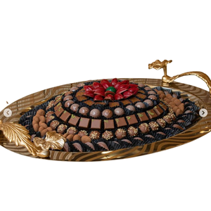 Deluxe Quality Stainless Steel Tray With Leaf Design Handle Vintage <b>Chocolate</b> Serving Tray Dessert Holder For <b>Weddings</b> & Events - Product Image 6