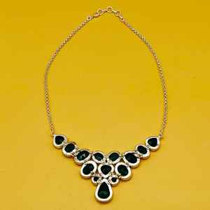 สร้อยคอเงินสเตอริง925พร้อมอัญมณีหินโอนิกซ์สีเขียวขัดเงาสูงของขวัญแต่งงานที่ทันสมัยจากอินเดีย - Product Image 5