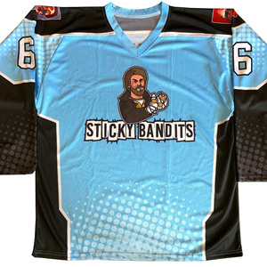 Camiseta de hockey sobre hielo para jóvenes adultos personalizada Ropa deportiva única con cuello en V con conjuntos de uniformes de sarga de aparejos con nombre de equipo personalizado - Product Image 3