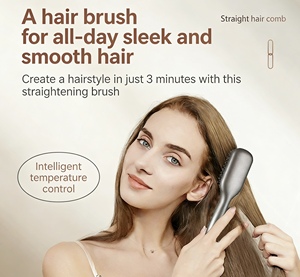 <span class=keywords><strong>Brosse</strong></span> chauffante électrique portable 2-en-1 personnalisable en usine, avec ions négatifs, écran LCD et réglage de la chaleur, pour hôtels - Product Image 2