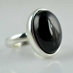 Navya Craft 925 Sterling Silver Women's <b>Statement</b> Boho <b>Ring</b> Handmade Black Onyx Oval December Birth Gemstone Jewelry for - Product Image 5