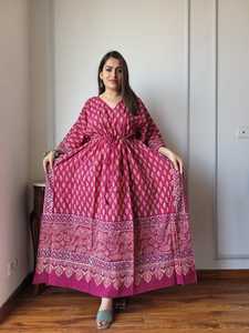 ชุดเดรสคาฟทันผ้าฝ้ายแท้ 100% พิมพ์ลายศิลปะธรรมชาติสำหรับฤดูร้อน ผลิตตามสั่ง เป็นมิตรกับสิ่งแวดล้อม พร้อมสายรัดเอวปรับได้ - Product Image 2