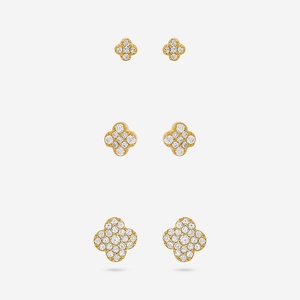 92.5 <b>Silver</b> <b>Stud</b> <b>Earrings</b> with Zircon Floral Pattern for Gift - Product Image 1