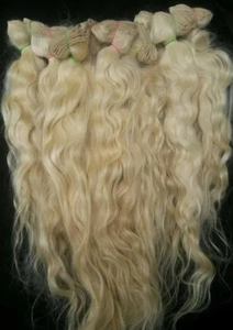 <b>Classy</b> and Elegant Natural Indian Temple Raw Hair Extensions 613 Natural Wavy Bleached Bundles Loose Deep Wave Remy Hair Grade - Product Image 6