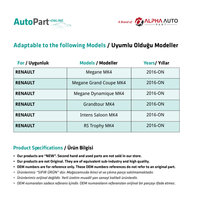 Couvercle de commutateur de fenêtre pour Renault Megane 4 (expédition du fabricant turc)