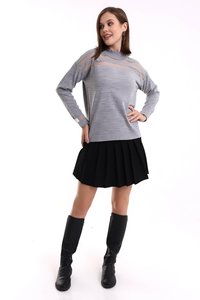 Fabricant vente en gros femmes col roulé à rayures transparentes à manches longues coupe ajustée décontracté bureau automne hiver élégant pull en tricot - Product Image 3