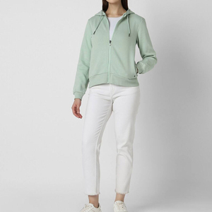 เสื้อฮู้ดมีซิปสำหรับผู้หญิงผ้าฝ้าย100% ด้านหน้าระบายอากาศได้ดีทนทานมีความต้องการสูง - Product Image 4