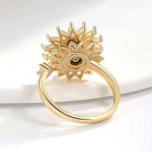 Chapado en oro fino girasol Original Moissanite diamante ansiedad Spinner anillo para compromiso boda aniversario joyería para amante - Product Image 3