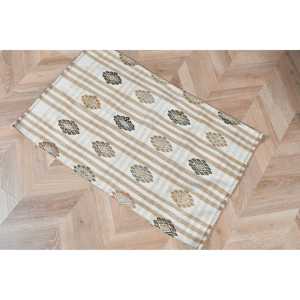 Tapis Kilim turc vintage 2x3 pieds, petit tapis en laine blanc de style sud-ouest - Product Image 5