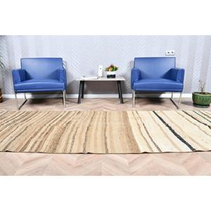 3.7x10.2 ft Rug, Vintage Turkish Rug, <b>Brown</b> Kilim <b>Wool</b> Rug - Product Image 2