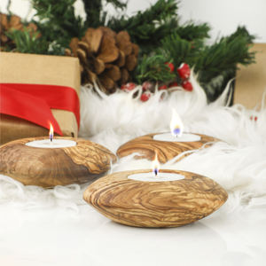 Juego de 3 Portavelas Redondos de Madera Hechos a Mano ArtisRaw, Elegantes para Velas de Té - Product Image 5