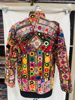 Banjara femmes Boho Style Vintage veste matelassée brodé Patchwork Floral coton Denim hiver printemps ceinture fermeture