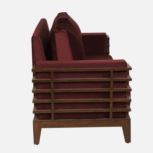 Canapé 3 places en teck contemporain Kingston de couleur rouge vin - Product Image 5