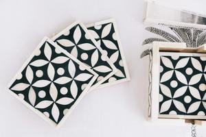 Posavasos Cuadrado de Lujo con Incrustaciones de Hueso, Estilo Bohemio, Hecho a Mano, Ecológico, Ligero, Fácil de Usar, con Patrón Intrincado - Product Image 3