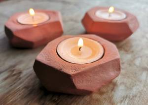 Pot à bougie rond en terre cuite gaufrée, fait main, de luxe, pour mariage et Noël, par Tribal Culture - Product Image 5