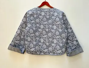 Nouveau style femmes coton matelassé réversible mode veste manteau Floral kantha femmes filles veste hiver été bohème longue - Product Image 2