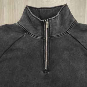 2025 Custom <b>Men</b> <b>Quarter</b> <b>Zip</b> Hoodie Unisex Loose Fit Stand Collar Sweatshirt Drop Shoulder <b>Men</b> Vintage Acid Washed & Sweatshirt - Product Image 4
