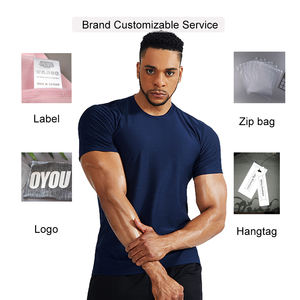 150 GSM camiseta de gimnasio para hombre con logotipo personalizado 3XL entrenamiento compresión deporte Top Casual Fitness ajuste muscular para entrenamientos de gimnasio - Product Image 2