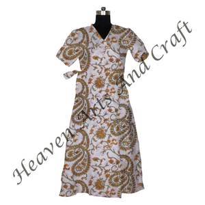 100% coton imprimé fleuri peignoir été Kimono Style Robe avec cravate à la taille doux plage Kimono longueur au genou - Product Image 4