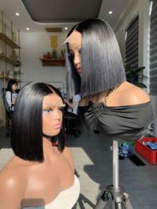 HD Droite Cuticules Alignés Cheveux Bob Fringe Perruque Cheveux en Gros Cheveux Vietnamiens Cheveux Humains - Product Image 5