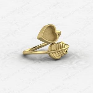 Argent véritable 925 8mm Lunette vierge Bague Coupe Setting Heart Leaf Design Breastmilk DIY Ashes Resin Keepsake Jewelry Finding Bag - Product Image 5