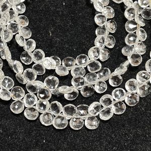 Blanco 6MM Cristal Cuarzo Facetado Corazón Forma Briolette Cuentas Calibradas Piedra Preciosa para Suministros de Joyería - Product Image 2