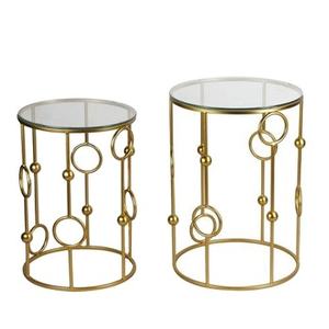 Ensemble de 2 tables en verre de qualité supérieure avec pieds en fer Parfait pour le thé moderne et la table d'appoint pour meubles de décoration intérieure - Product Image 2