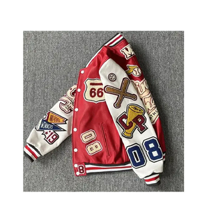 Logo personnalisé Baseball Letterman Varsity vestes avec col montant et Logo avant-Vêtements personnalisés en gros - Product Image 5