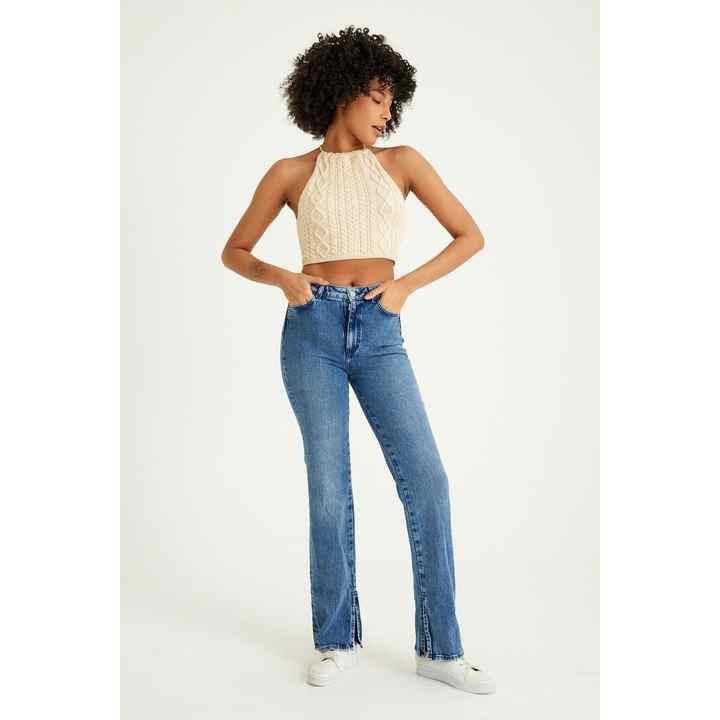 Slit Detailed Jean Trousers