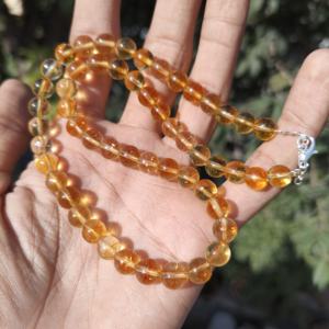 AAA Natural Yellow Citrine 8mm Beads Smooth Gemstone Strand Silver Plated Statement <b>Necklace</b> Wedding Supplies Jewelry Making - Product Image 1