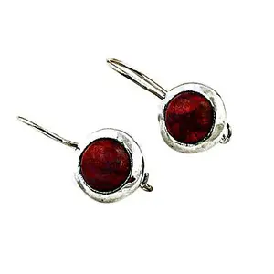 Daily Wear Women's Silver & Red Stone Drop Earrings <b>Fashion</b> <b>Jewelry</b> - Product Image 2
