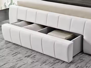 Modern Full Bed with <b>Soft</b> Advanced <b>Light</b> Luxury Bedroom Furniture Plywood Panel Drawer Storage Durable - Product Image 5