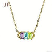 Collier en or 18 carats avec zircon coloré CZ, collier en or véritable 18 carats Au750, bijoux en or pur 18 carats, Oro 18k Original