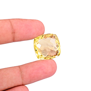 18X18MM เลมอนควอทซ์ธรรมชาติปกติตารางหมากรุกตัด32Cts อัญมณีหลวมสำหรับทำเครื่องประดับ1ชิ้น - Product Image 4