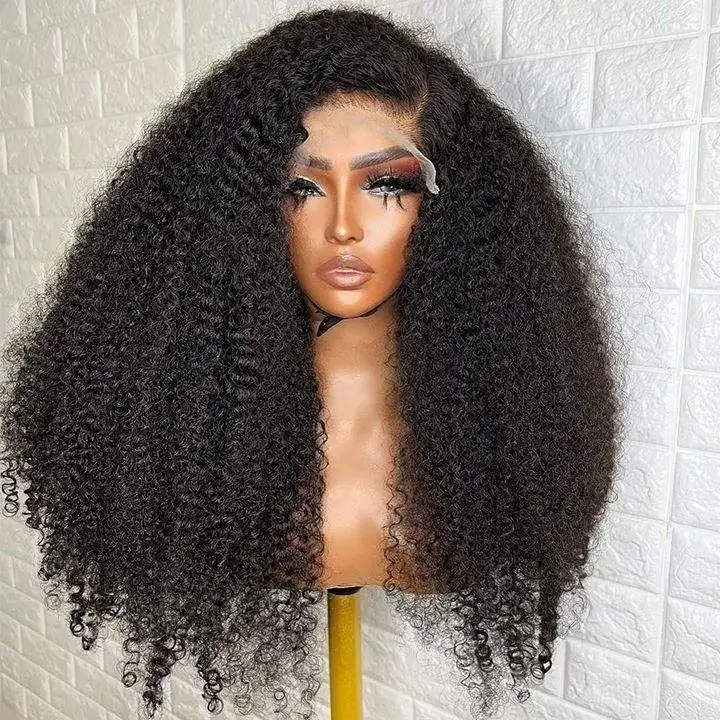 Precios baratos al por mayor Wear And Go prearrancado cabello humano brasileño Afro Kinky Curly 5x5 13x4 Frontal Glueless HD pelucas de encaje completo